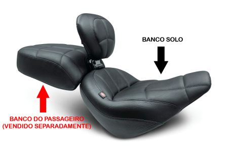 Banco Solo Com Encosto Standard Touring Cube - Preto - Street Bob FXBB 2018 a 2020 - Mustang Seats