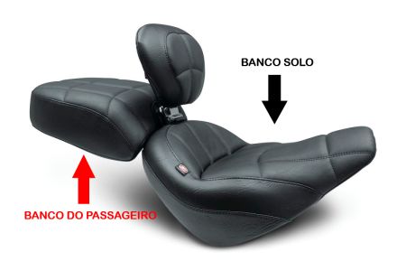 Banco do Passageiro Standard Touring Cube - Preto - Street Bob FXBB 2018 a 2020 - Mustang Seats